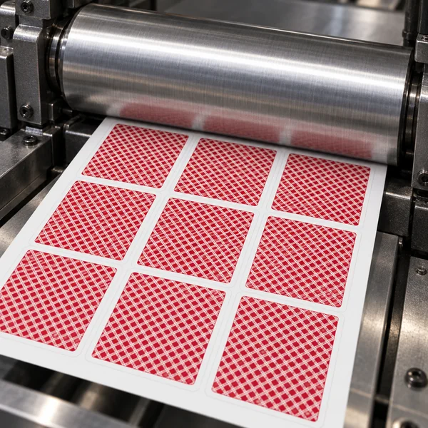 AI illustration of card sheets at a finishing roller