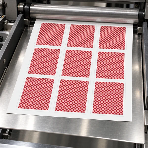 AI illustration of printed card sheets at a press
