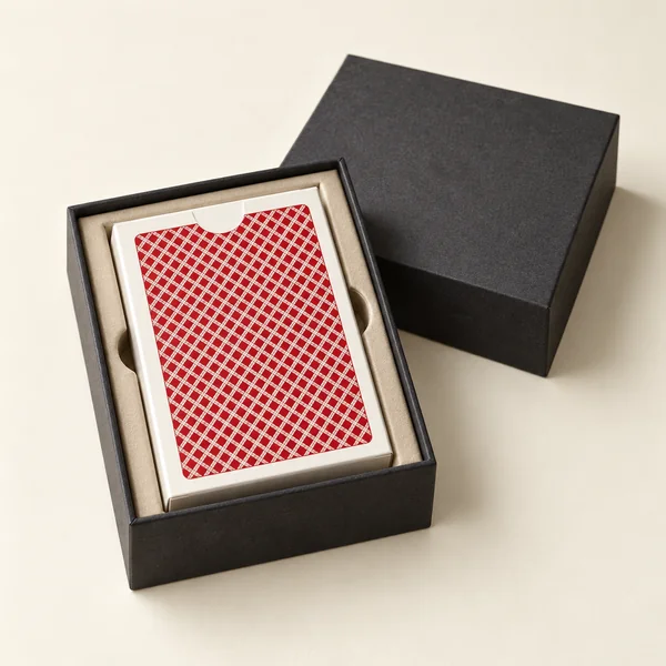 AI concept of a charcoal rigid box with a cream deck package